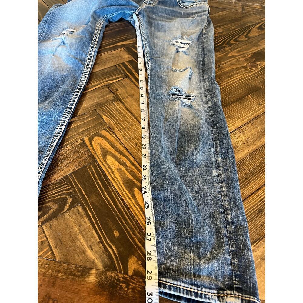 Silver jeans Boyfriend Women 30x29 Grunge Western Distressed Y2K Thick Stitch - Picture 6 of 16